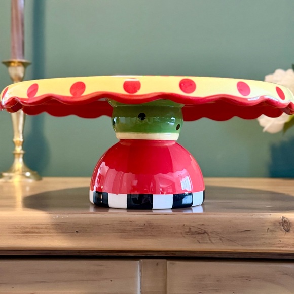 Reversible Cake Stand & Chip-and-Dip Tray | Strawberry MacKenzie-Childs Inspo - Picture 3 of 9
